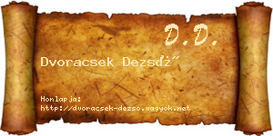 Dvoracsek Dezső névjegykártya